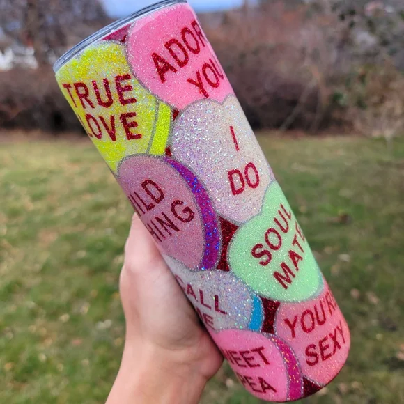 🆕️Custom, 20oz, Valentines Day, Candy Hearts, Stainless Steel Tumbler ♥️ - Picture 12 of 15